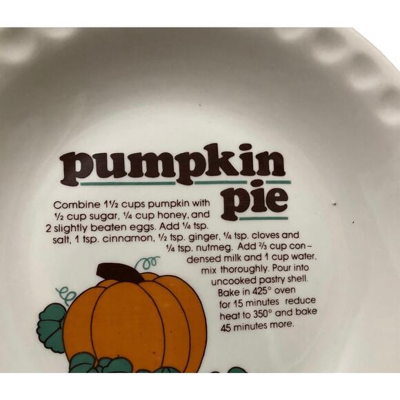 Vintage Ceramic Pumpkin Pie Recipe Baking Pan - Picture 2 of 4
